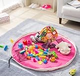 ストレージバッグ プレイマット 収納袋 収納バッグ 子供 お片づけ おもちゃ 直径150cm 超大 防水シート (バラ色)
