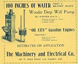1899 Ad Machinery Electrical Wonder Deep Well Pump - Original Print Ad