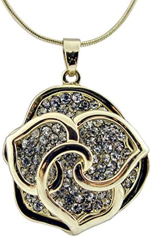 Trixie Gold Tone Petals with Crystals Pendant