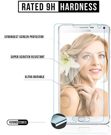 Samsung Galaxy Note 4 Tempered Glass Screen Protector | Ultra Slim High Definition Visual Display Shield w/ Curved, Exact Match Cutouts | 2.5D Anti-Chip Edge | Premium Quality 9h Hardness
