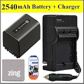 Sony DCR-SX63 DCR-SX65 DCR-SX83 DCR-SX85 Handycam Camcorder Battery & Battery Charger Kit Includes NP-FV70 Battery + AC/DC Battery Charger + LCD Screen Protectors + Micro Fiber Cleaning Cloth