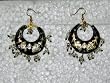 Birthday Gift-Women's 2 Antique Golden Black Silver Finish Dangling Earrings (Brand New) Free Shipping