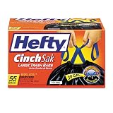 Hefty® Cinch Sak Tall Kitchen & Trash Bags, 30 gallon, 1.1mil, Black, 55 bags per box