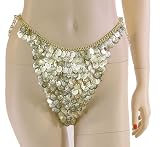 Bellydance Brass Coin Bikini Bottom, One size fits waist or hips up to 32", Belly dancing coins add great jingling sounds