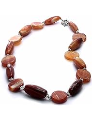 Candygem 24 Inch Big Orange Brown Agate Chunky Necklace From Nicolette Bermans Love of Nature Collection.