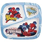 Zak! Designs 3-Section Plate featuring Ultimate Spiderman Graphics, Break-resistant and BPA-free Plastic