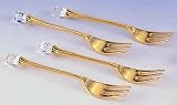 SET OF 4 GOLD PLATED FORKS WITH CRYSTAL
