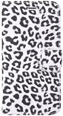 Iphone 6 Plus Case ,Haobo Crazy Genie Luxury Leopard Grain Flip Leather Case for Iphone 6 Plus Wallet Case with Card Slots and Stand Holder (Leopard white)
