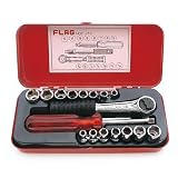 FLAG(フラッグ) 1/4"(6.3mm) ソケットレンチセット 18ピース 永久保証 STRAIGHT/10-219