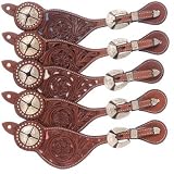 Premium Leather Floral Filigree Spur Straps w/Quarters Hardware