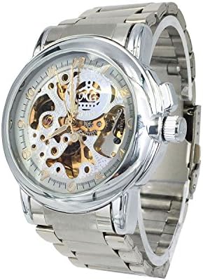 Automatic Menchanical Watch Retro Classic Skeleton Watches for Men Stainless Steel Band Watch OKN54