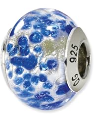Sterling Silver Reflections Silver/Blue Italian Murano Bead