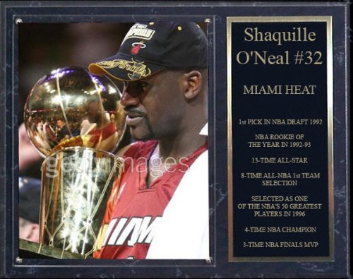 Shaquille O'Neal Sublimated 12x15 Plaque | Details: Miami Heat, 2006 NBA Champions