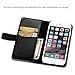 EasyAcc® iPhone 6 Leather Wallet Case 4.7 Black Pouch Holster Flip Folio Case with Kickstand Card Holder Hard Case Stand Cover for iPhone 6 4.7 - Black