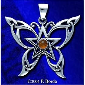 Amazon.com: Butterfly Pentacle Pendant with Amber: Dryad Design: Jewelry