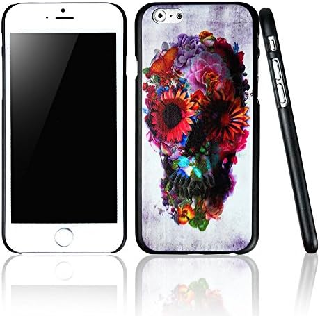 For iPhone 6 Plus 5.5 inch Case Hard Back Skin Cover Case for iPhone6 PC Painted Skull Pattern Protector Cover Black Frame