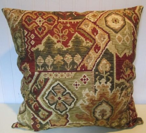 Olive Decorative Pillow Cover Rust Cream Gold 18x18 Or 20x20 Or