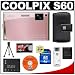 Nikon Coolpix S60 10 Megapixel Digital Camera (Champagne Pink) with 5x Optical Zoom + EN-EL10 Battery + 4GB Card + Leather Case + Accessory Kit