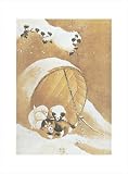 Puppies in the Snow by Katsushika Hokusai poster print,21.5 in. x 29 in.
