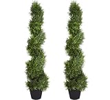 TWO Pre-potted 4' Spiral Pond Cypress Artificial Topiary Trees