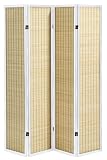 Clayton 4 panel Bamboo Room Divider, FOUR-PANEL, WHITE