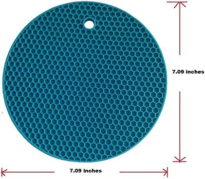 Jolly Home Fashions Multipurpose Round Silicone Pot Holders/Trivets/Jar Openers/Spoon Rests - Non-Stick, Non-Slip, Durable, Flexible, Heat Resistant, Set of 2, Color: Dark Turquoise (1, 7.09 inches)