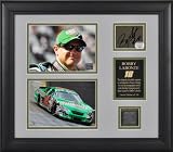 Bobby Labonte Framed 2-Photographs with Autographed Plate and Race Used Tire