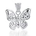 Sterling Silver Butterfly Pendant W/Diamond