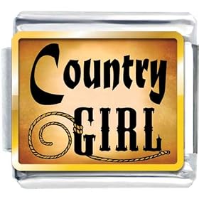 Golden Italian Charm Bracelet Plated Music Theme Country Girl Photo