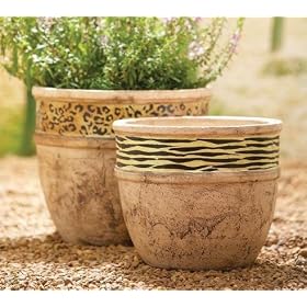 Set of 2 Ceramic Animal Print Pattern Garden Planters by CC Home Furnishings