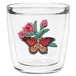 Butterfly w/Red Roses 12 oz Double-Old-Fashioned Insulated Beverage Tumbler, Clear