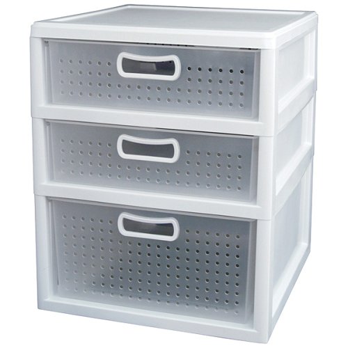 Sterilite Wide 3-Drawer Unit (White)