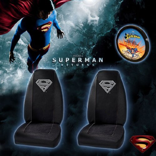  Silver Superman Seat Covers and Steering Wheel Cover Combo
