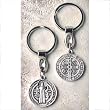 Saint Benedict Double Sided Medal Key Chain - 1.0" Height - Silvertone - Made in Italy