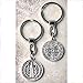 Saint Benedict Double Sided Medal Key Chain - 1.0 Height - Silvertone - Made in Italy
