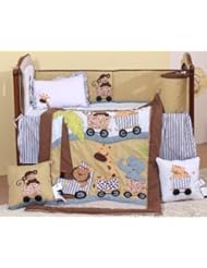 Baby Product: Train Animal Zoo Baby Crib Bedding 8 Piece Set Colorful and Fun 200 - Luxury