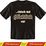 witziges Sprüche Tshirt ...einfach mal glücklich sein! Gr M Fb schwarz plus Absperrband