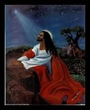 Black Jesus Christ (Kneeling and Praying) Framed Art Poster Print - 16" X 20"