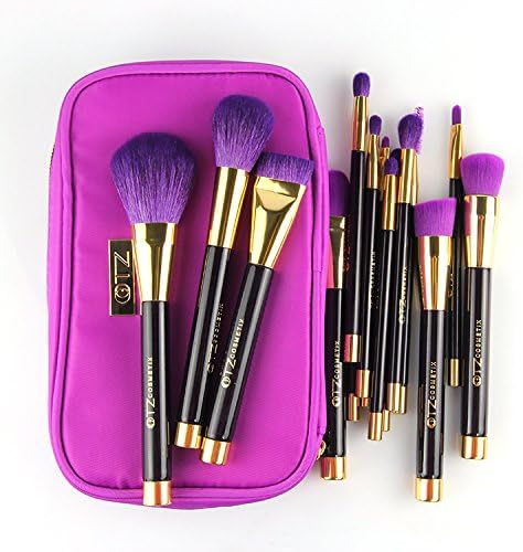 TZ 15PCS Top Makeup Brushes Set Tools Professional Foundation Eyeshadow Eyeliner Superior Soft Goat Horse Synthetic Hair Cosmetic Makeup Brushes With Bag (Purple)