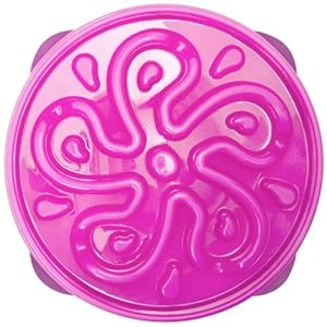 Kyjen 2872 Slo-Bowl Slow Feeder Slow Feed Interactive Bloat Stop Dog Bowl, Large, Purple Flower