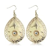 Teardrop Gold and Yellow Vintage Earrings - Womens Fashion Earrings - Includes stunning gift bag - Ideal jewellery present.