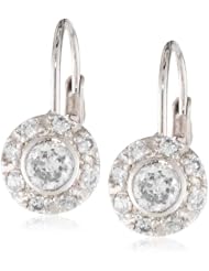 .925 Sterling Silver Cubic-Zirconia Lever Back Earrings