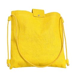 Olive N Figs Sunny Yellow Catch-All Jute Drawstring Backpack