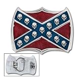 Rebel Flag w/ Skulls Pewter Belt Buckle