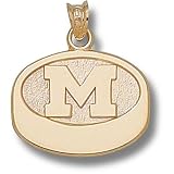 University of Michigan M Hockey Puck 9/16 Pendant (Gold Plated)