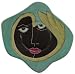 13 MARA Collectible Stoneware ODD SHAPED DINNER PLATE Abstract Faces GREEN Design
