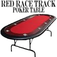 Red Felt Poker Chip Table with Dark Wooden Race