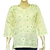Kurti Womens Casual Dresses Fashion in India Chikan Embroidery Size M (ctop438)