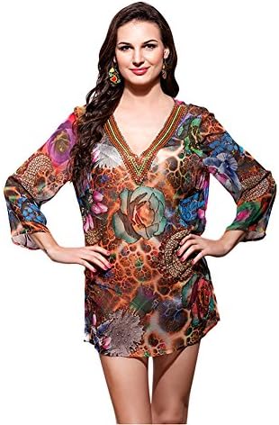 Womens Short Cool Kaftans Caftan Printed Dress Knee Length