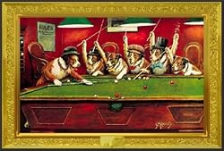 C. M. Coolidge (Dogs Playing Pool) Framed Art Poster print - 24" X 36"